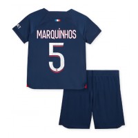 Paris Saint-Germain Marquinhos #5 Koti Peliasu Lasten 2023-24 Lyhythihainen (+ Lyhyet housut)